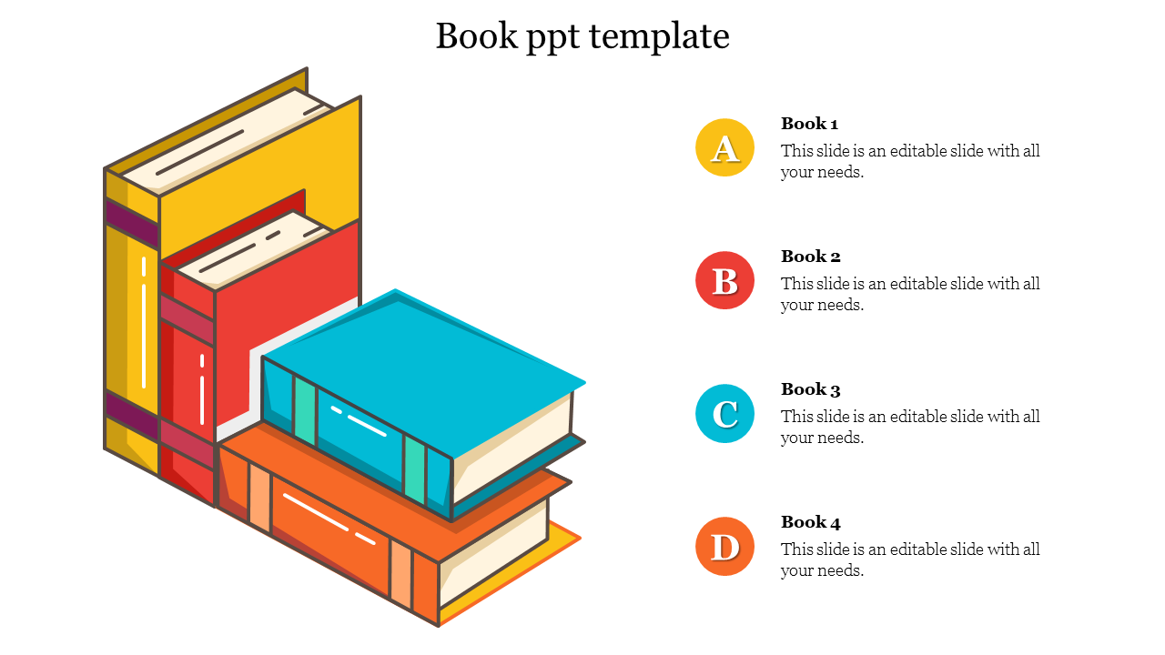 Best Book PPT Template Presentation Design-Four Node